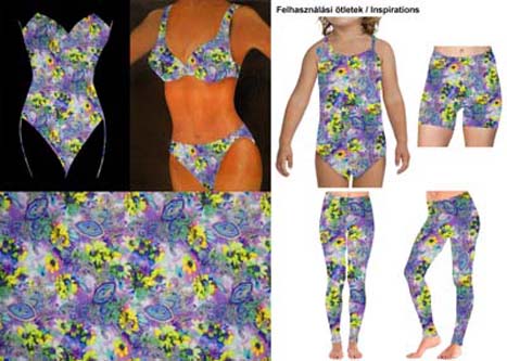 Virágmintás fürdőruha anyag